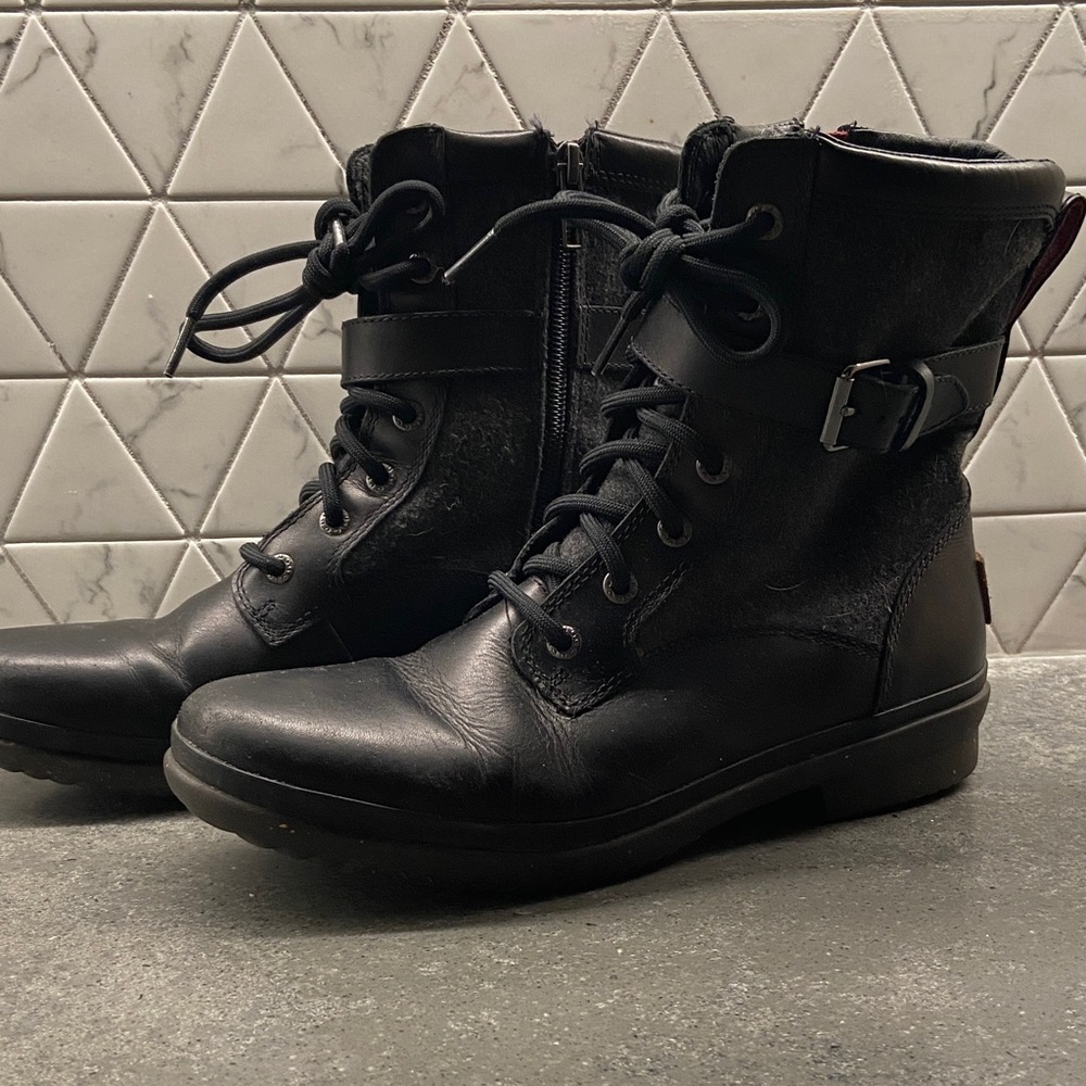 UGG Waterproof Leather Black Women's Boots-8.5
